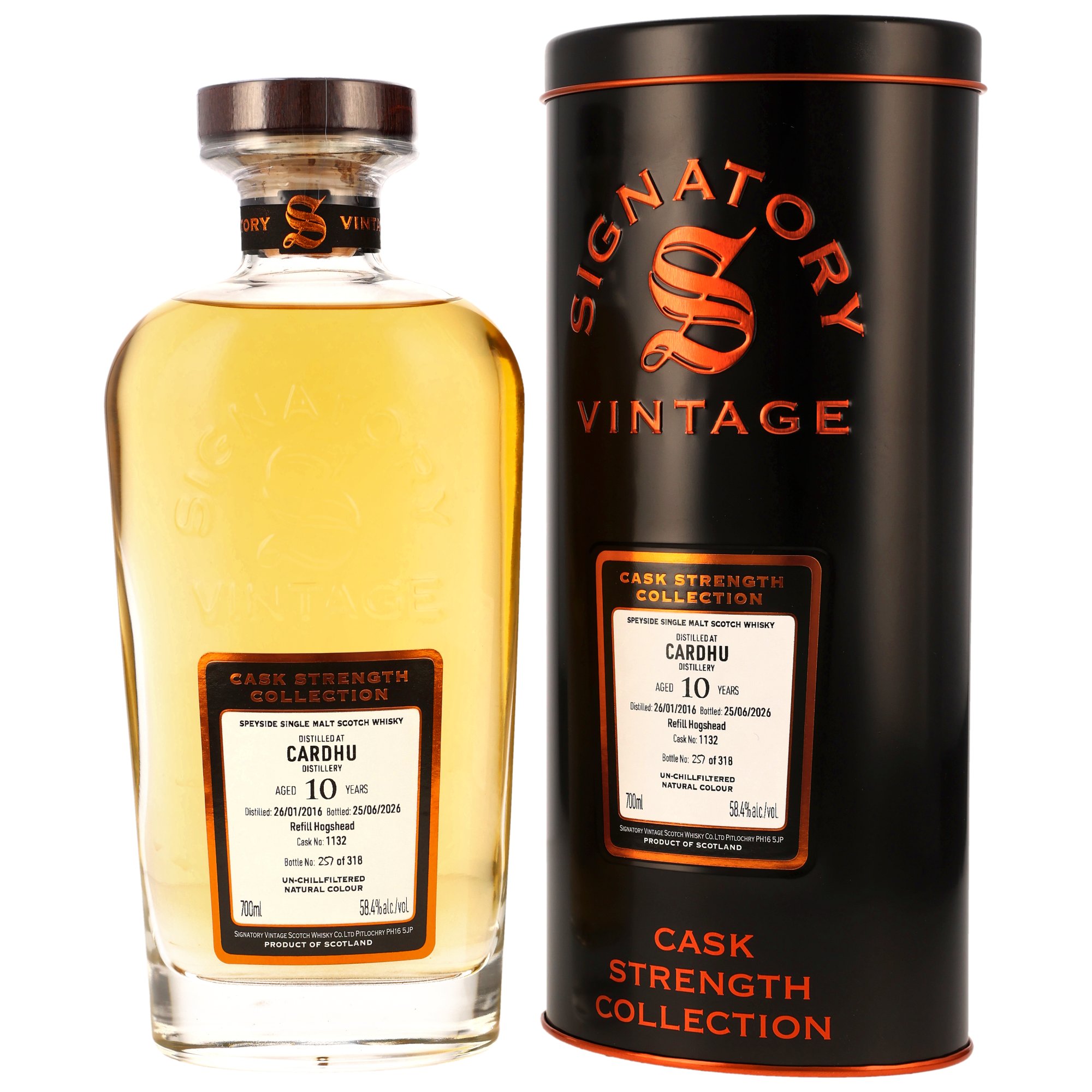 Cardhu 2016/2026 Refill Hogshead #1132 Signatory Vintage Cask Strength 58,4% vol.