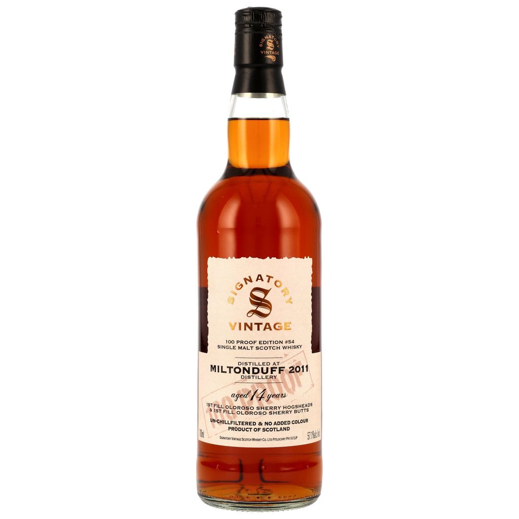 Miltonduff 2011/2025 1st Fill Oloroso Sherry Signatory Vintage 100 Proof #54 57,1% vol.