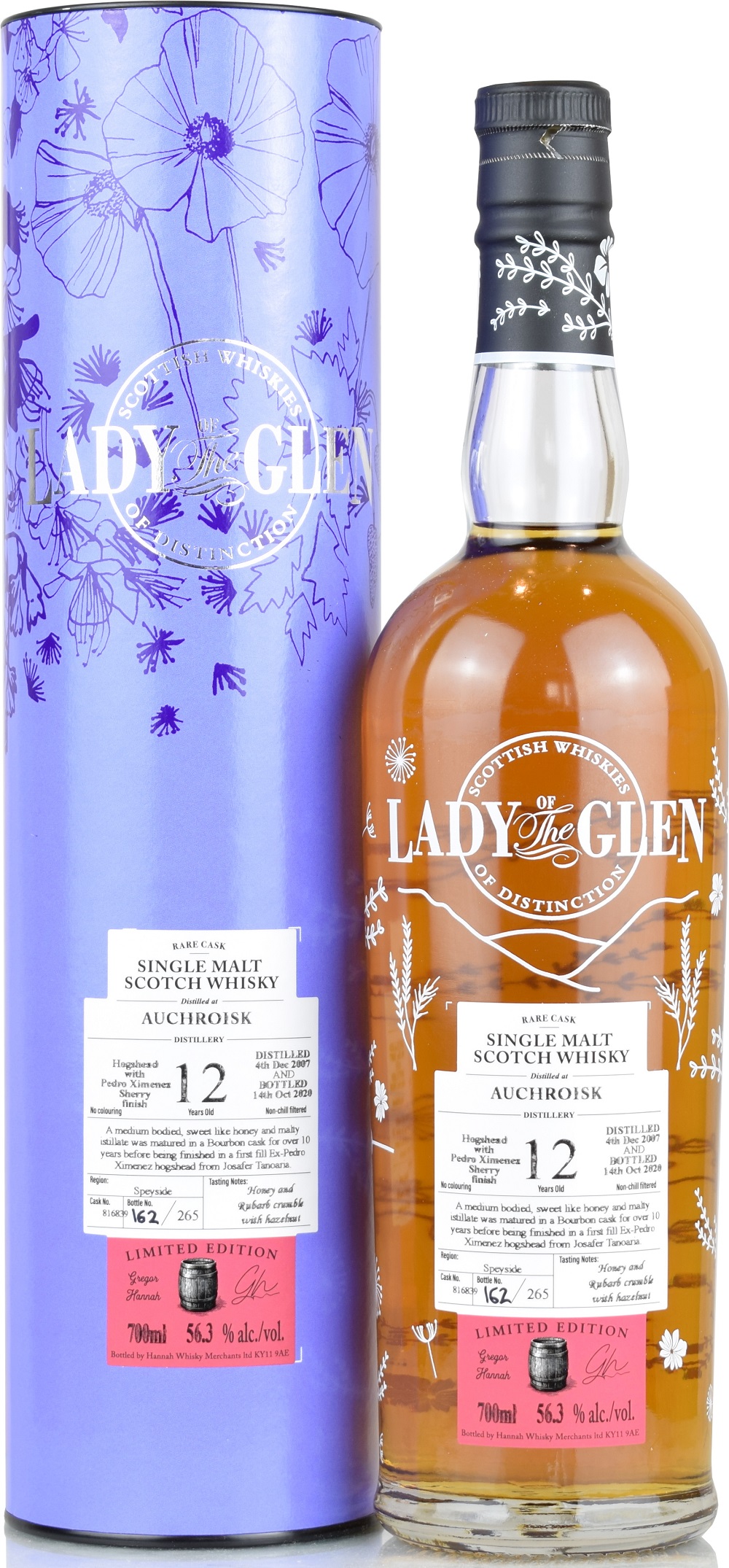 auchroisk_12_Lotg Auchroisk 12 Jahre 2007/2020 1st Fill PX Sherry Lady of the Glen 56,3% vol.