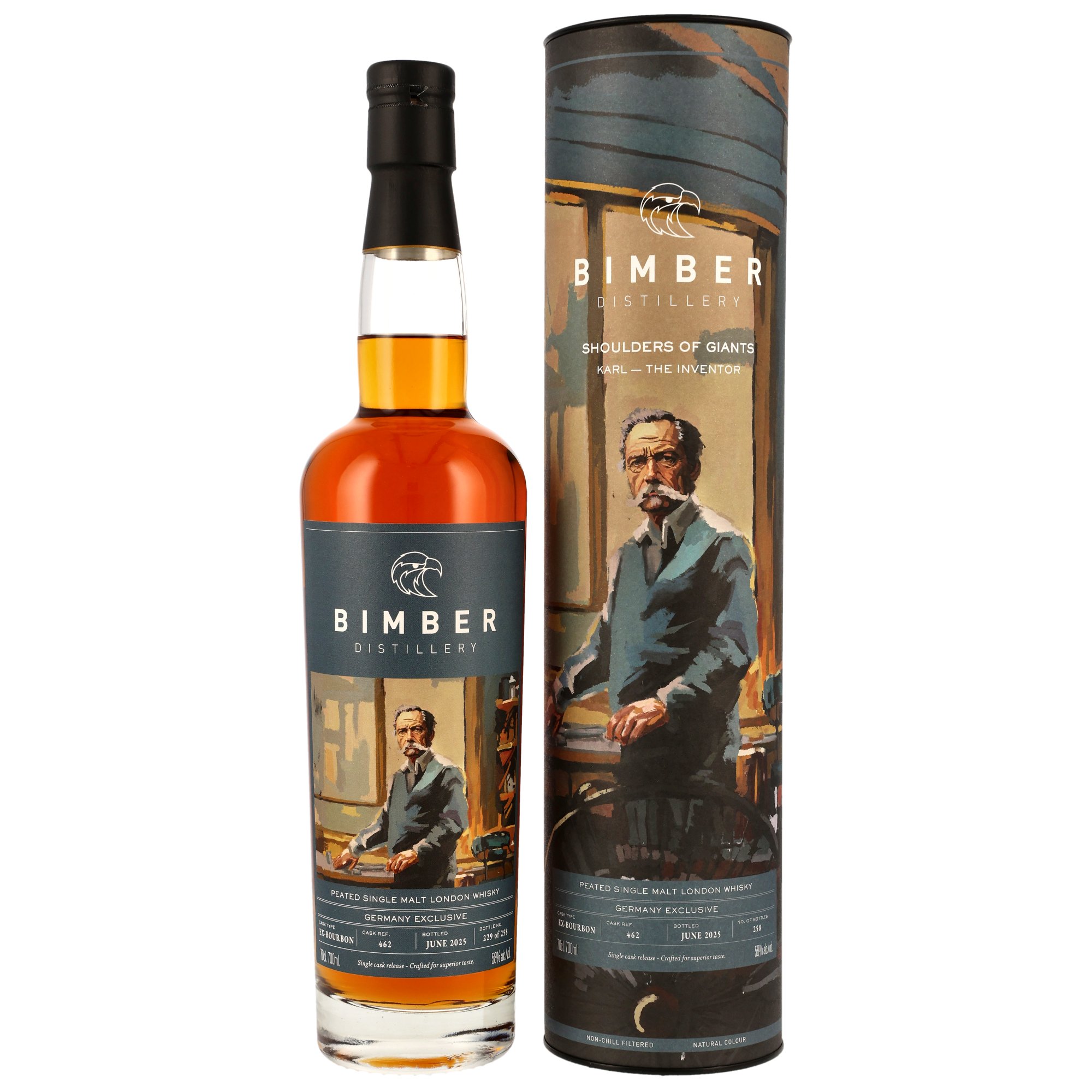 Bimber Peated Bourbon Cask #462 (Karl) Germany Edition 2025: Shoulders of Giants 58% vol.