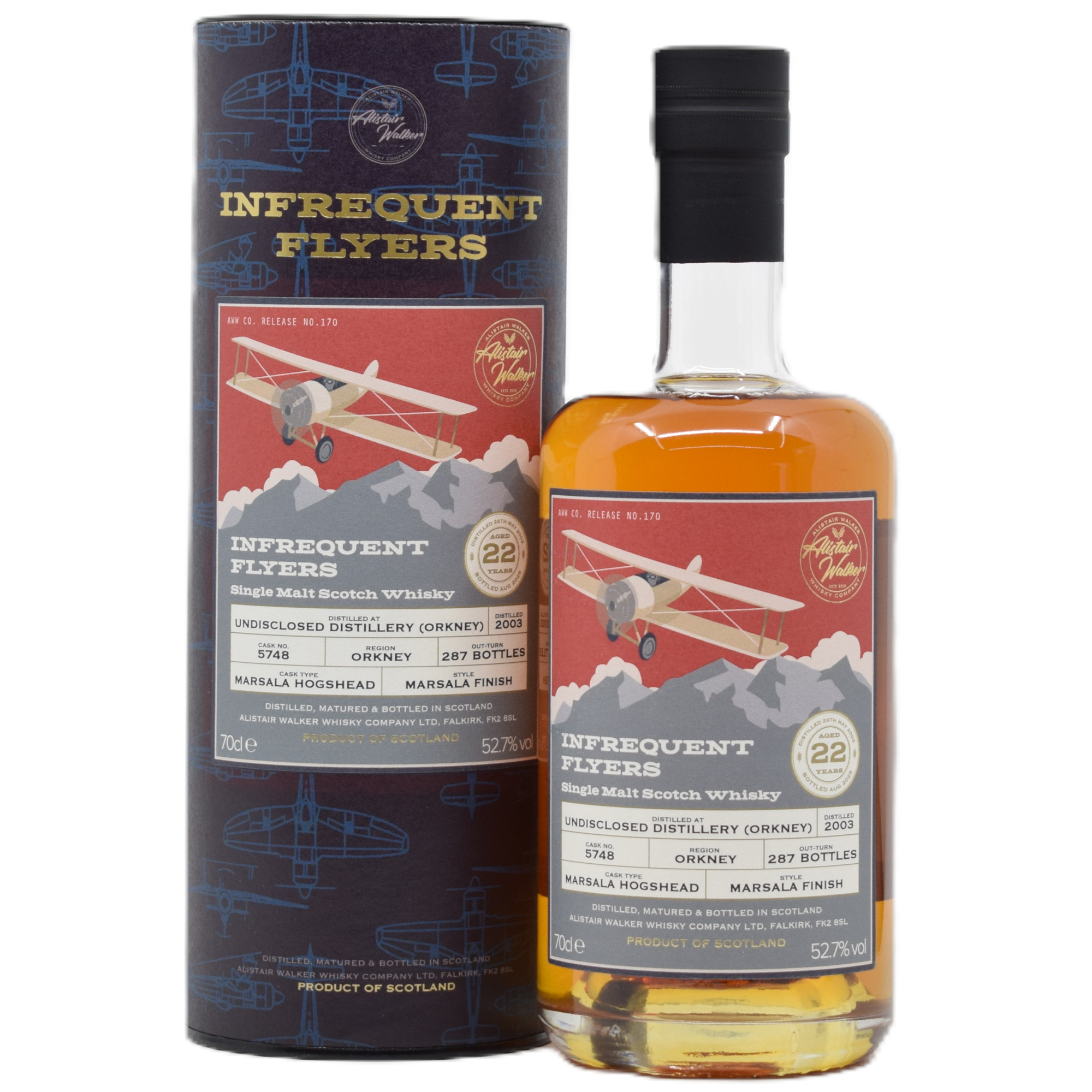 Undisclosed Orkney 22 Jahre 2003/2025 Marsala Cask Alistair Walker Infrequent Flyers 52,7% vol.
