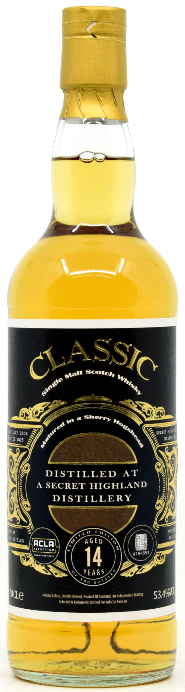 secret_highland_14_ACLA Secret Highland 14 Jahre 2008/2023 Sherry Cask Acla da fans 53,4% vol.