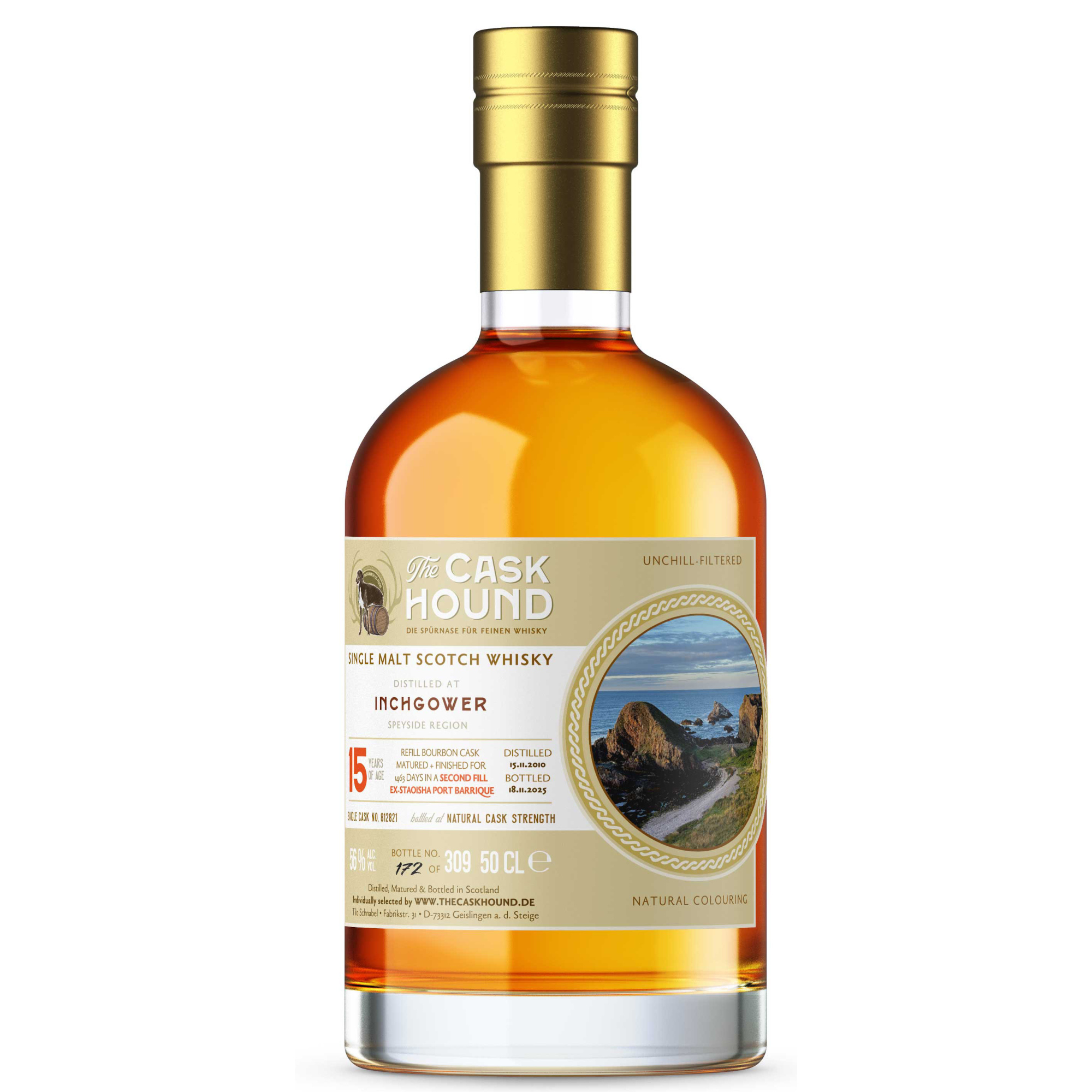 Inchgower 15 Jahre 2010/2025 Ex-Staoisha Port Barrique The Caskhound 56% vol. 0,5 l