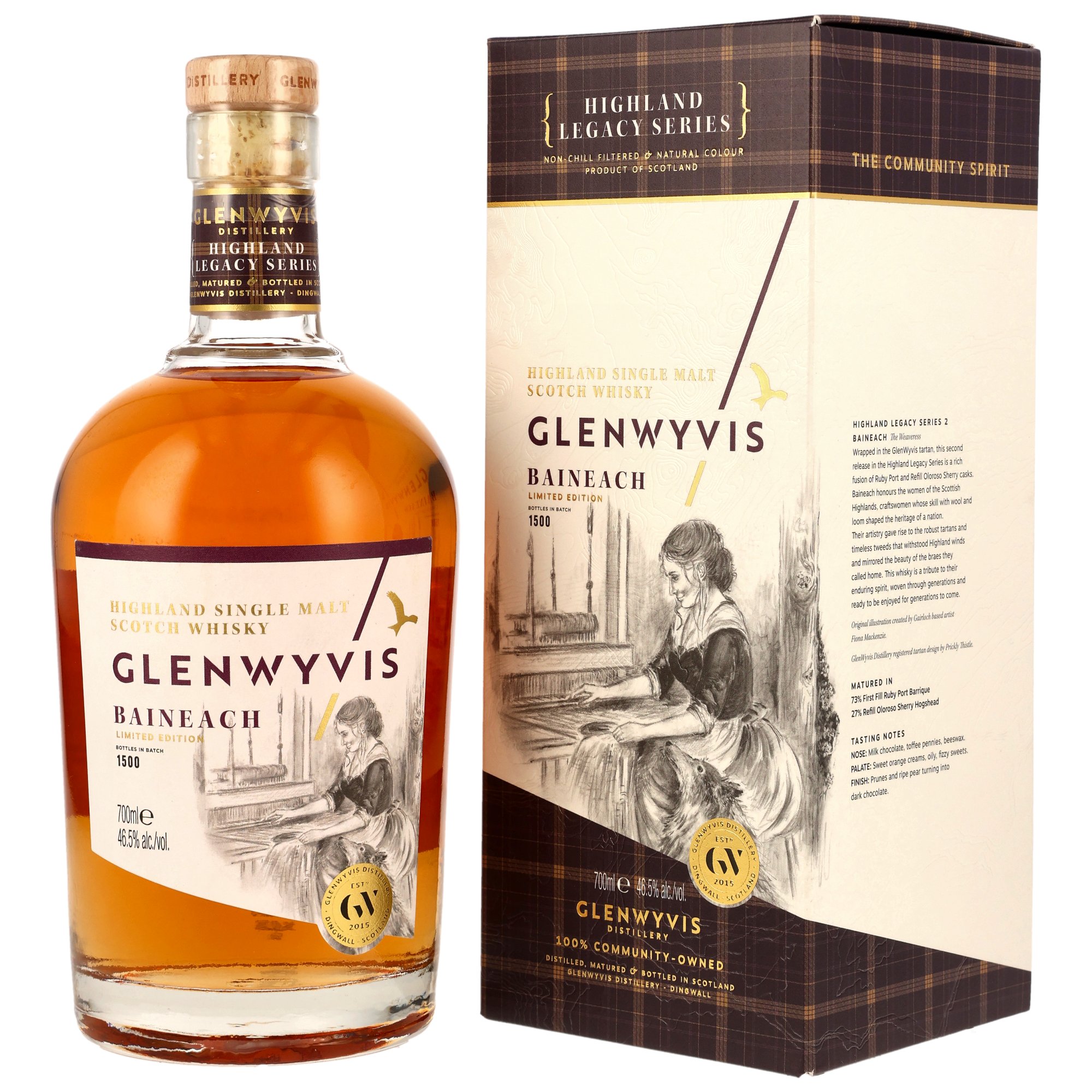GlenWyvis Baineach Limited Edition 1st Fill Ruby Port & Oloroso Sherry 46,5% vol.