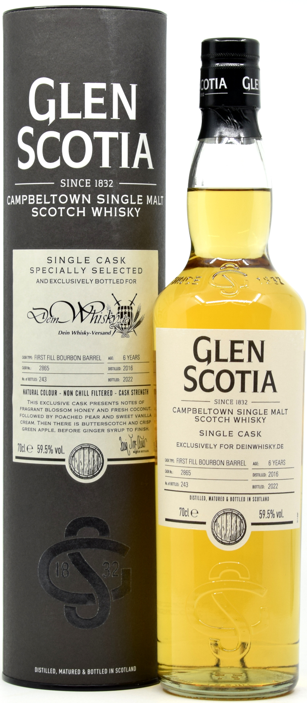 glen_Scotia_deinwhisky Glen Scotia 2016/2022 1st Fill Bourbon Barrel #2865 exclusive for deinwhisky.de 59,5% vol.