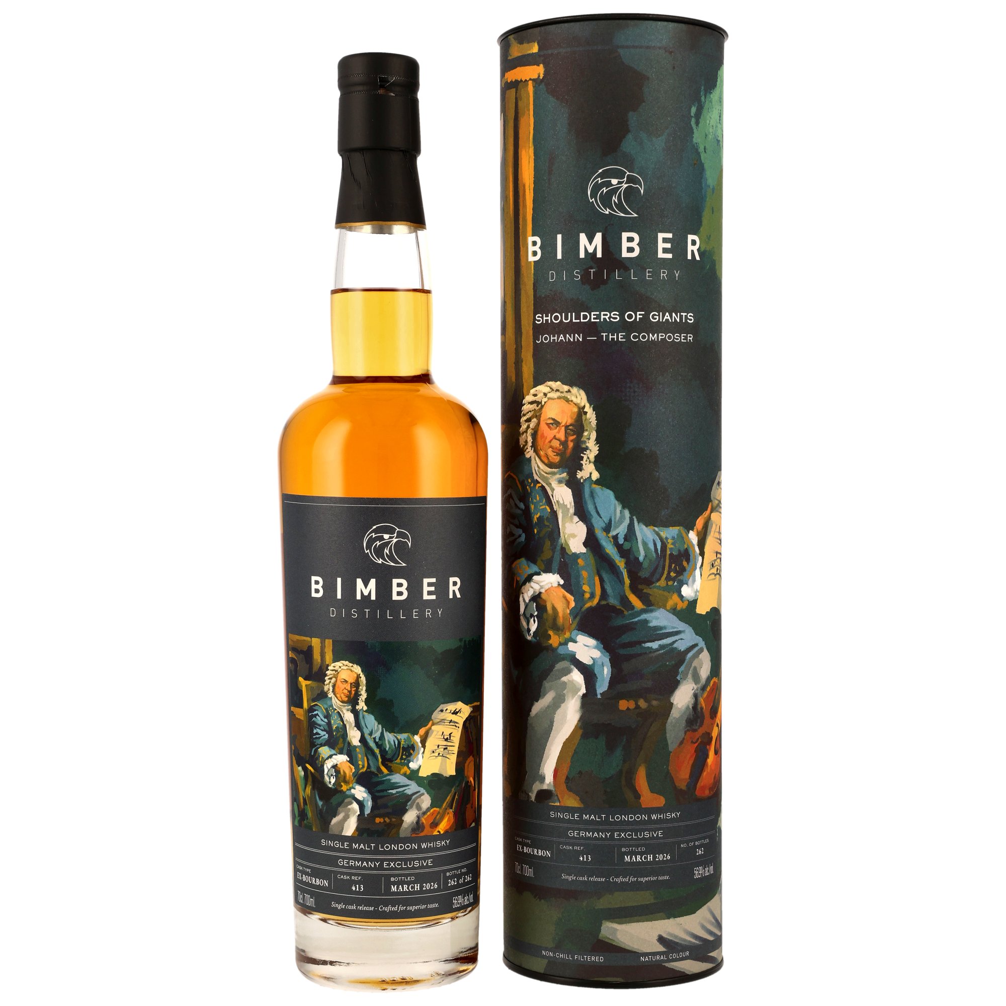 Bimber Ex-Bourbon Cask #413 (Johann) Germany Edition 2026: Shoulders of Giants 56,9% vol.