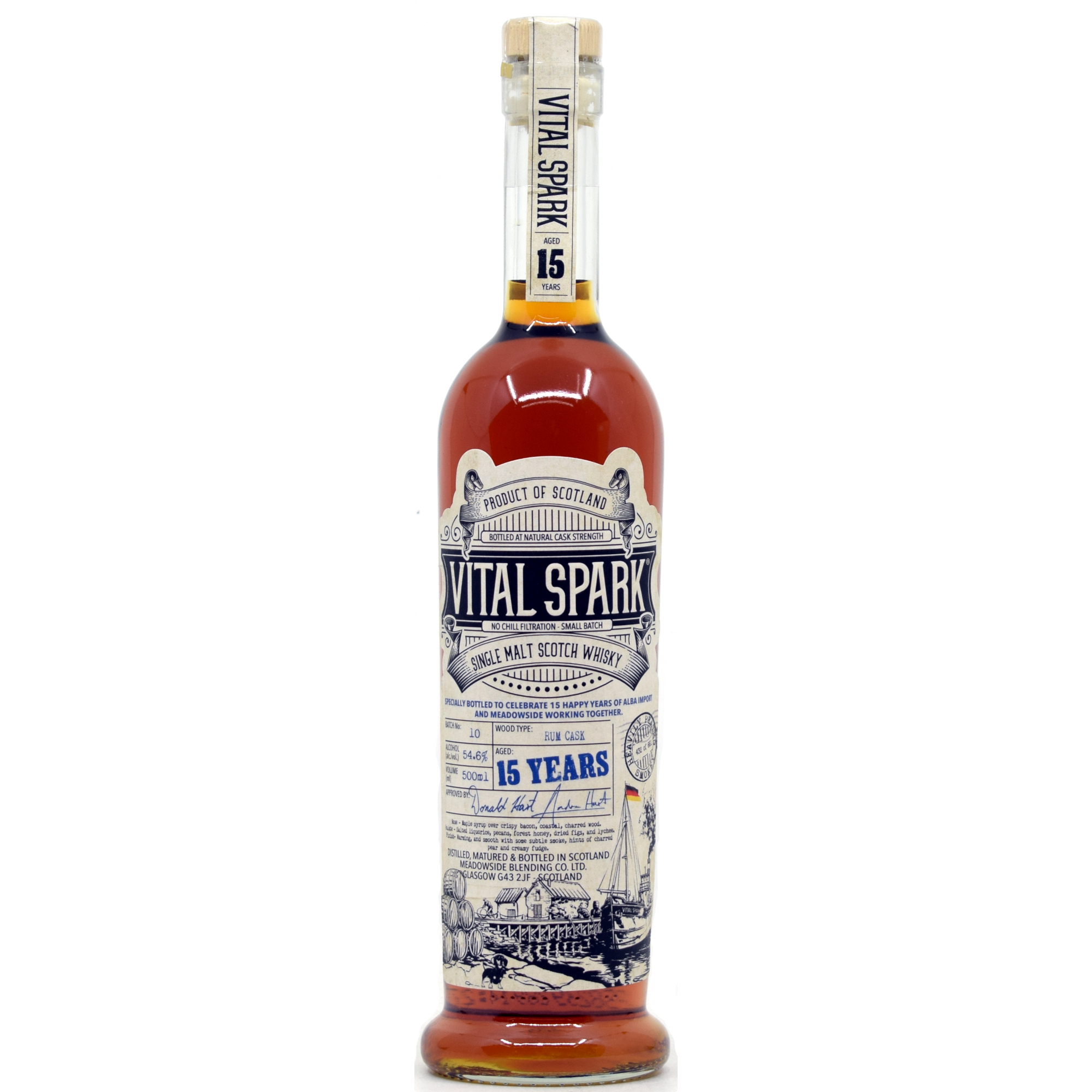 Vital Spark 15 Jahre heavily peated Rum Cask Meadowside Blending 54,6% vol.