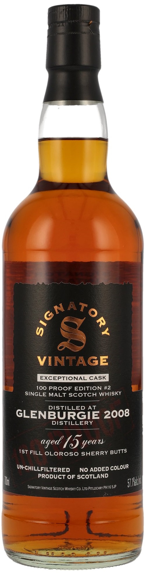 Glenburgie-2008-Signatory-100-PROOF-Exceptional-Edition Glenburgie 2008 Oloroso Sherry Signatory Vintage 100 Proof Exceptional Cask Edition #2 57,1% vol.