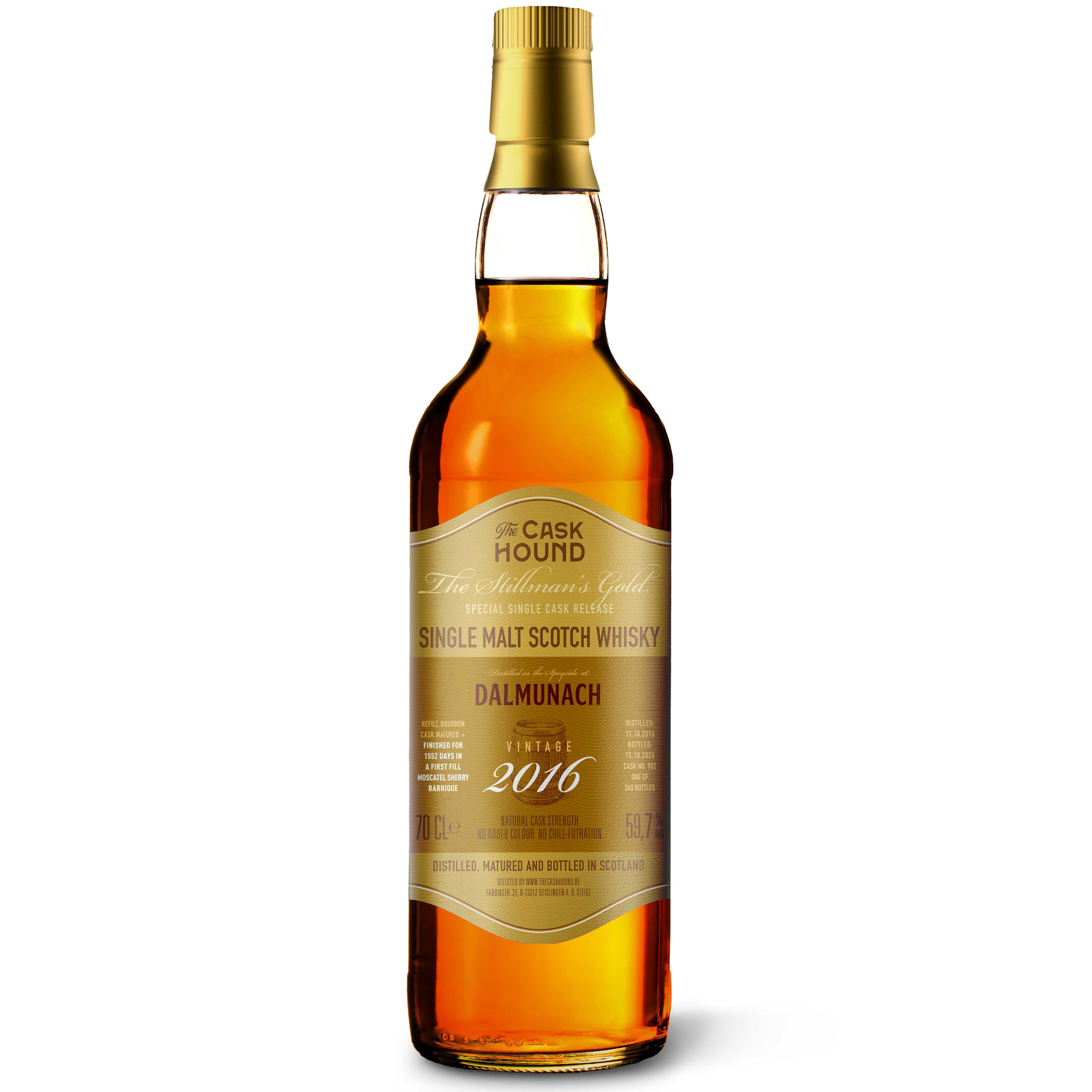 Dalmunach 9 Jahre 2016/2025 1st Fill Moscatel Sherry The Caskhound 59,7% vol.
