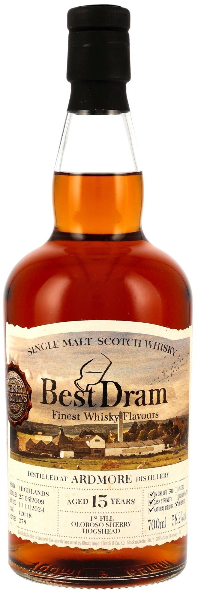 ardmore15_bd Ardmore 15 Jahre 2009/2024 1st Fill Oloroso Sherry Cask Best Dram 58,2% vol.