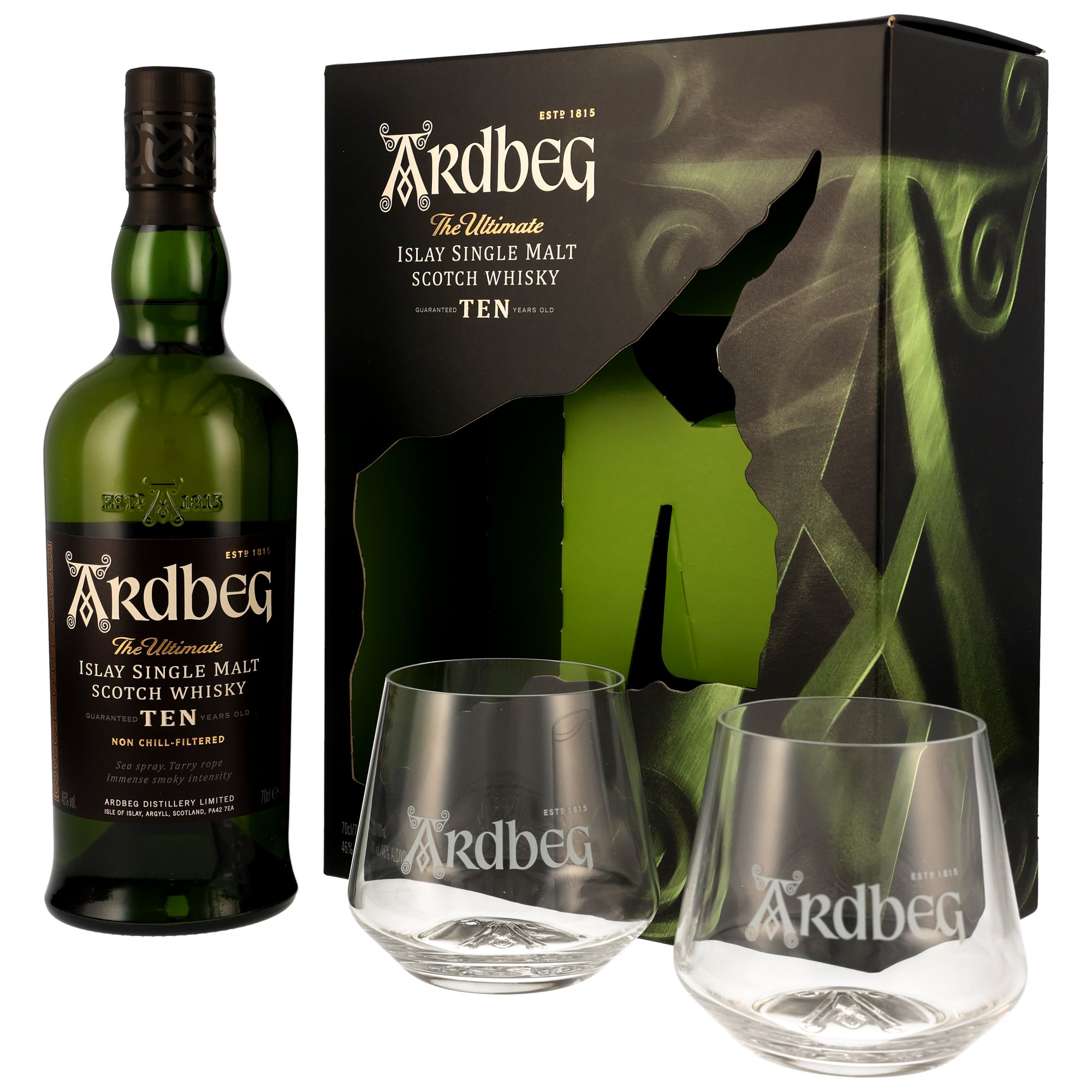 Ardbeg TEN 10 Jahre Geschenkset mit 2 Gläsern
