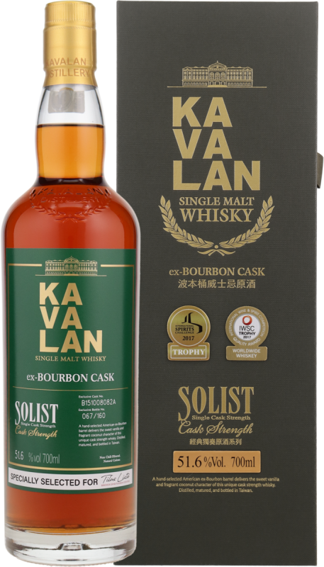 Kavalan Solist Bourbon Cask for BSC 51,6% vol.