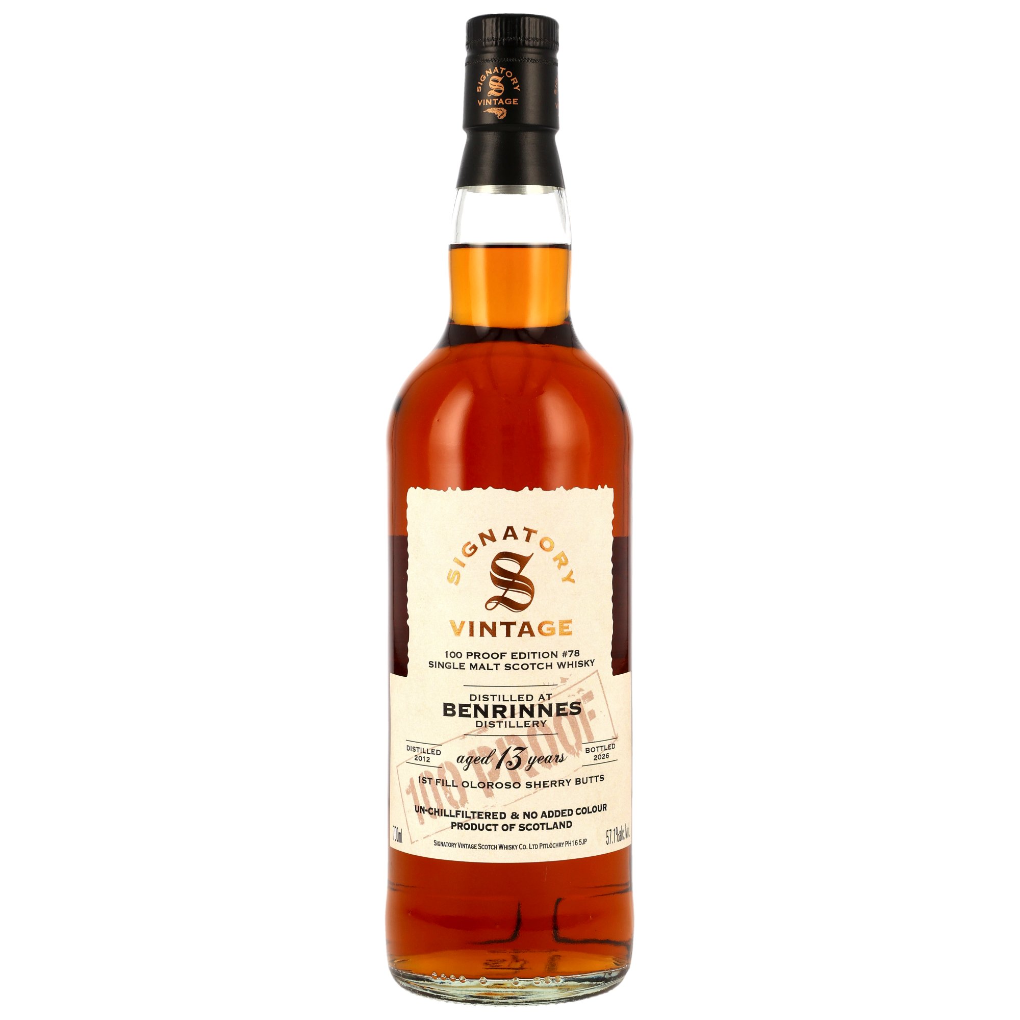 Benrinnes 2012/2026 1st Fill Oloroso Sherry Signatory Vintage 100 Proof #78 57,1% vol.