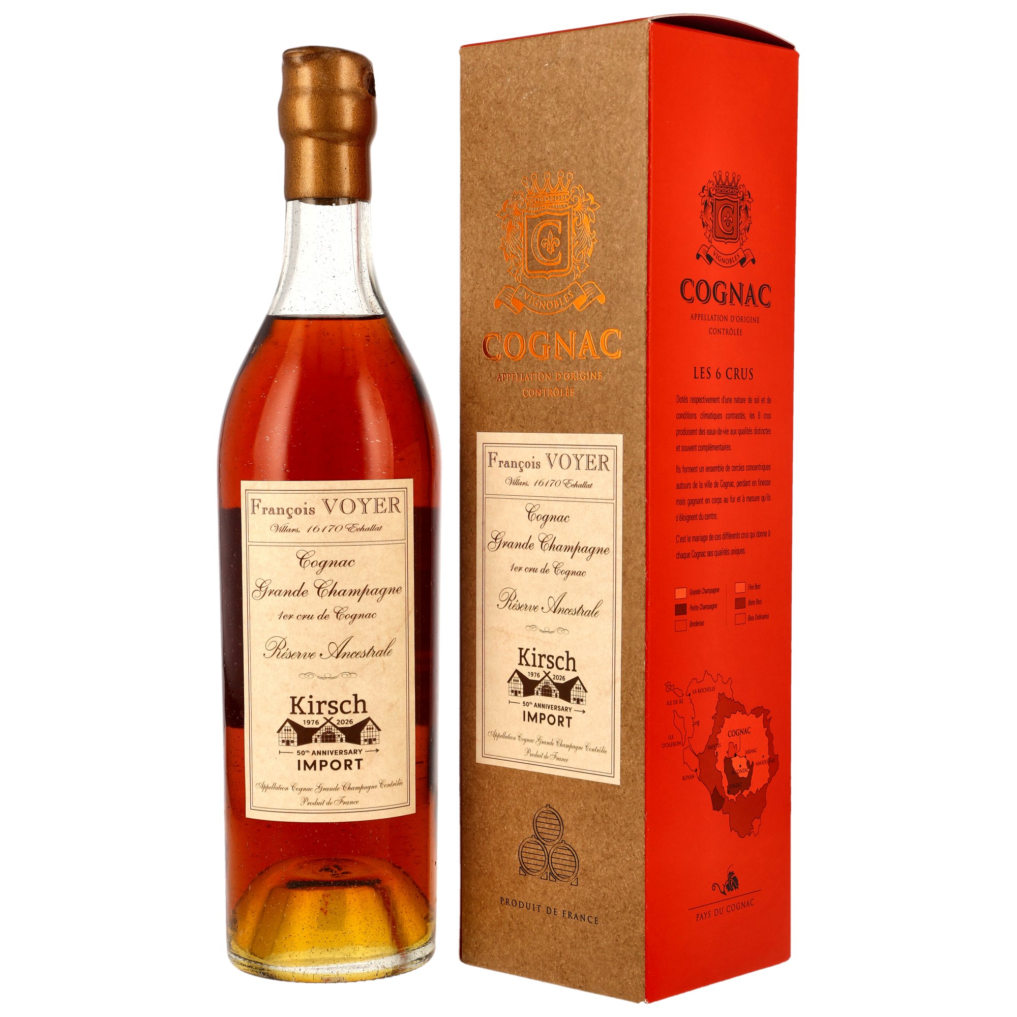 Francois Voyer Cognac Grande Champagne Réserve Ancestral 50th Anniversary Kirsch 49% vol.