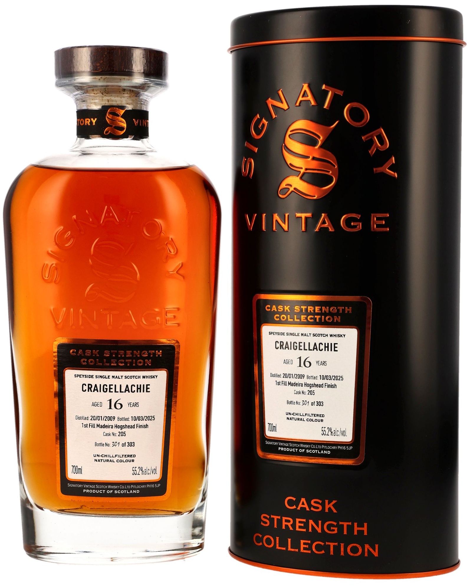 Craigellachie-2009-sv Craigellachie 16 Jahre 2009/2025 1st Fill Madeira Signatory Cask Strength #205 55,2% vol.