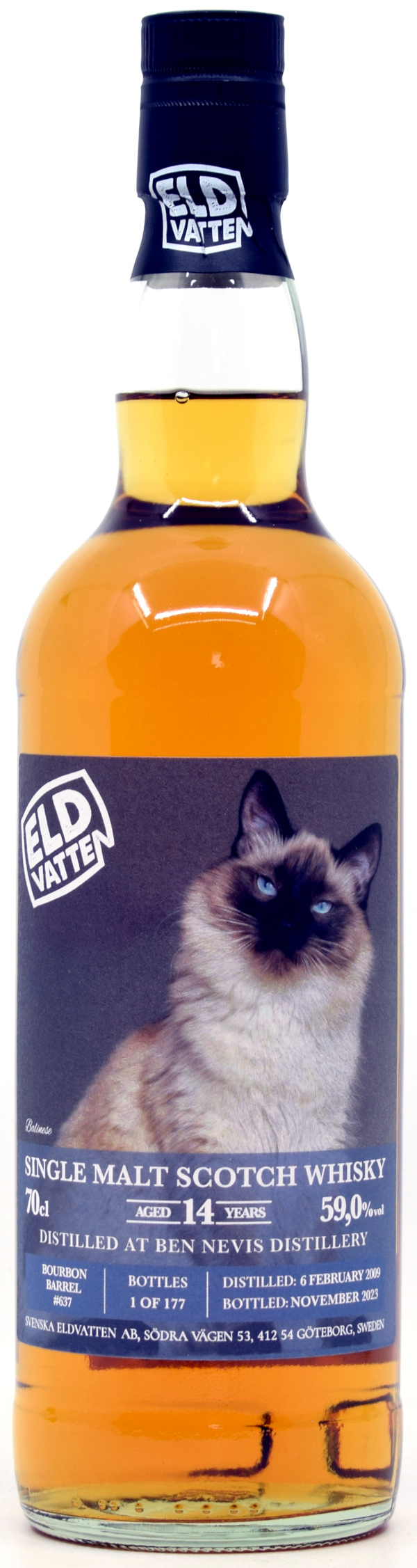 ben_nevis_14_eld Ben Nevis 14 Jahre 2009/2023 Bourbon Barrel Svenska Eldvatten Cat Label 59% vol.