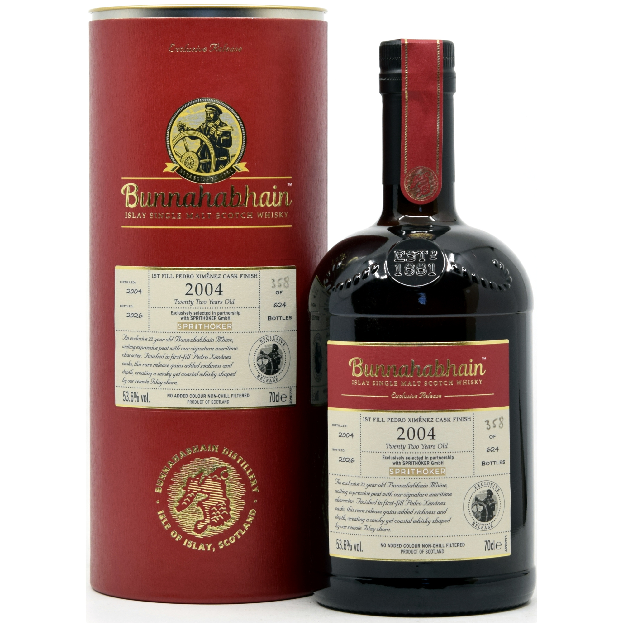 Bunnahabhain (Moine) 22 Jahre 2004/2026 1st Fill PX Single Cask for germany 53,6% vol.