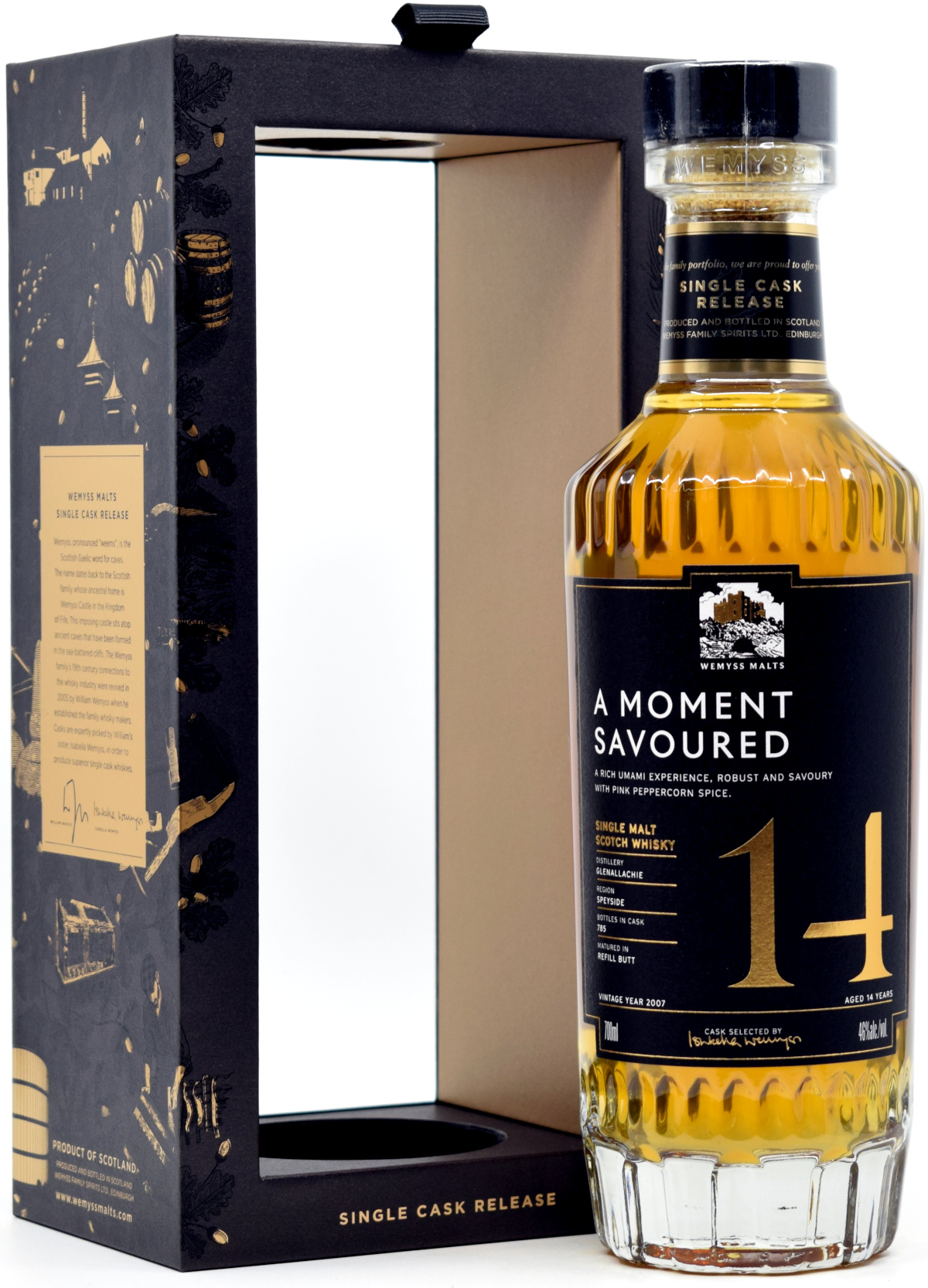 glenallachie_14_Wy Glenallachie 14 Jahre 2007/2022 Wemyss A Moment Savoured 46% vol.