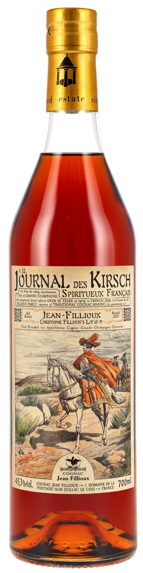 Jean-Fillioux-Lot-65_70 Jean Fillioux Lot 65-70 Cognac Grande Champagne Journal des Kirsch N.11 45,3% vol.