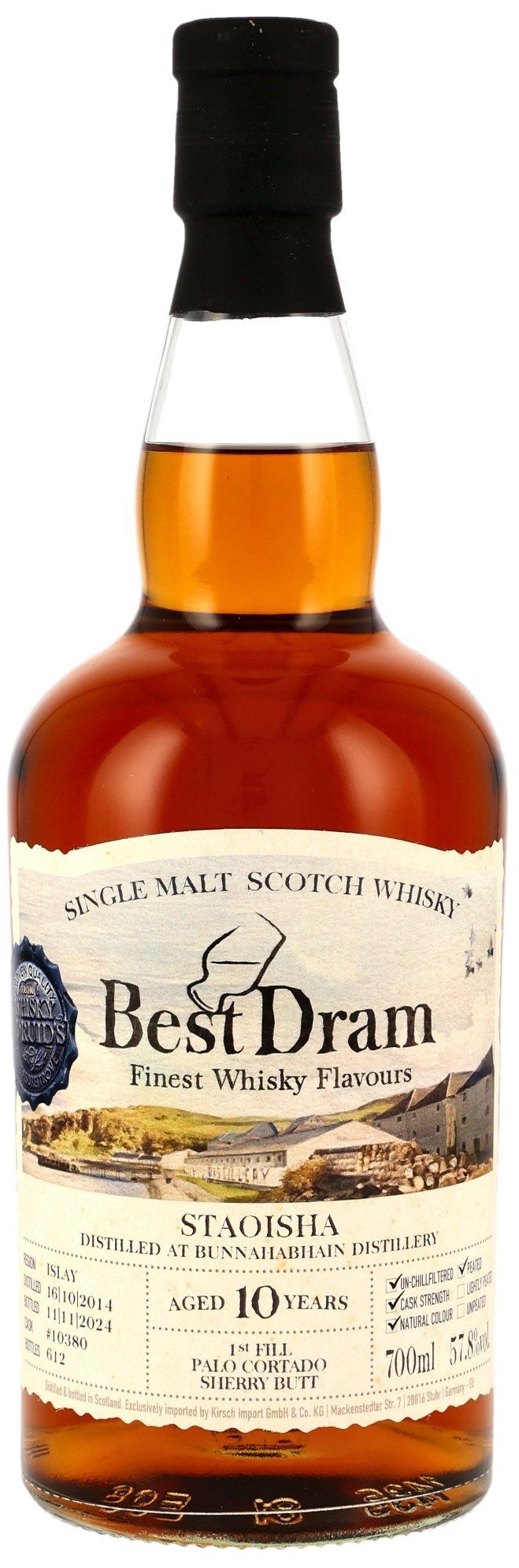 Bunnahabhain Staoisha 2014/2024 1st Fill Palo Cortado Best Dram 57,8% vol.