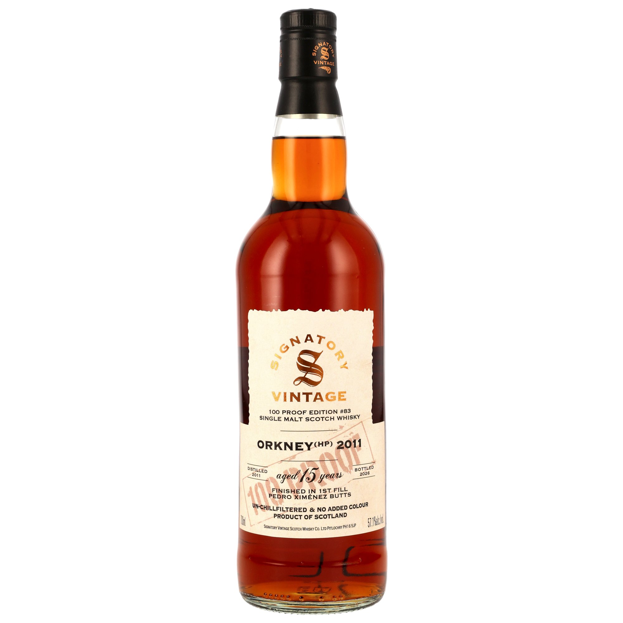 Orkney (HP) 2011/2026 1st Fill PX Sherry Signatory Vintage 100 Proof #83 57,1% vol.