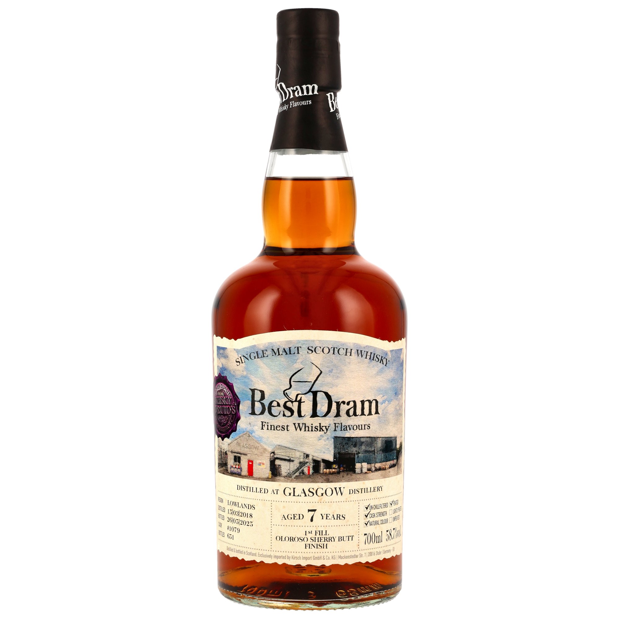 Glasgow Distillery 2018/2025 1st Fill Oloroso Sherry Cask Best Dram #18/1079 58,7% vol.