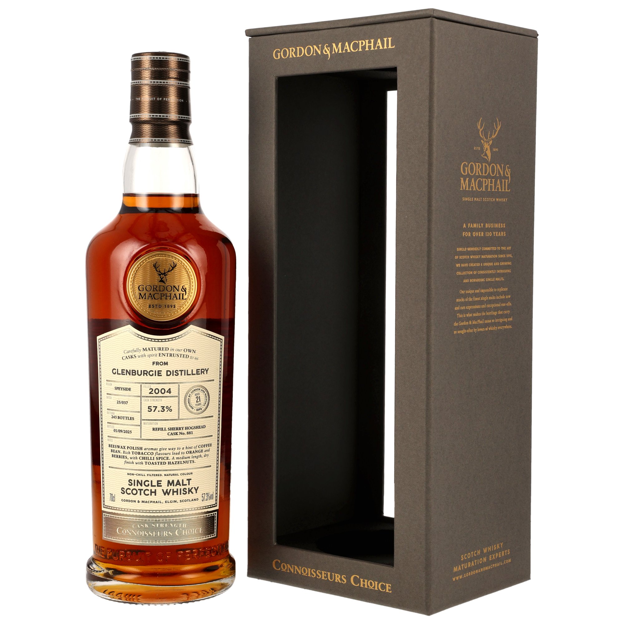Glenburgie 21 Jahre 2004/2025 Sherry Cask Gordon & MacPhail Cask Strength #881 57,3% vol.