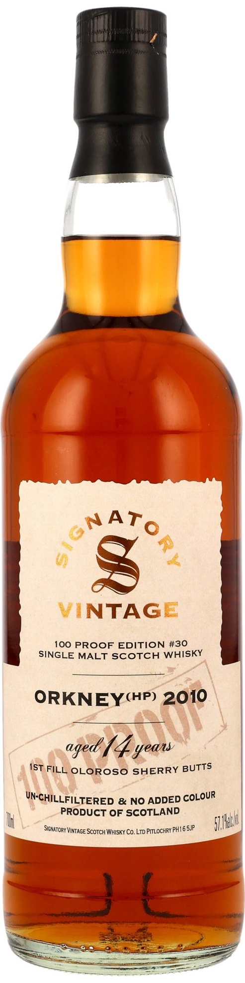 Orkney (HP) 2010/2024 Peated 1st Fill Oloroso Cask Signatory Vintage 100 Proof #30 57,1% vol.