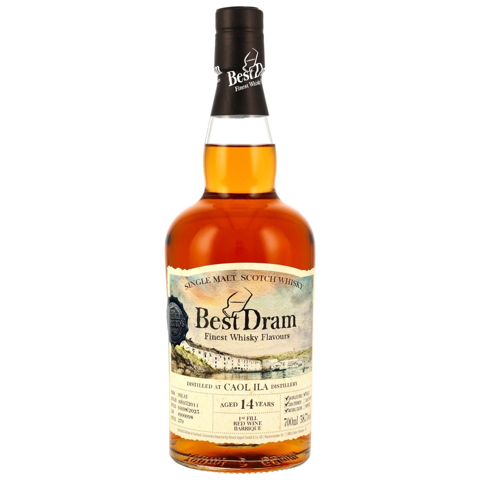 Caol Ila 14 Jahre 2011/2025 1st Fill Red Wine Barrique Best Dram 58,7% vol.