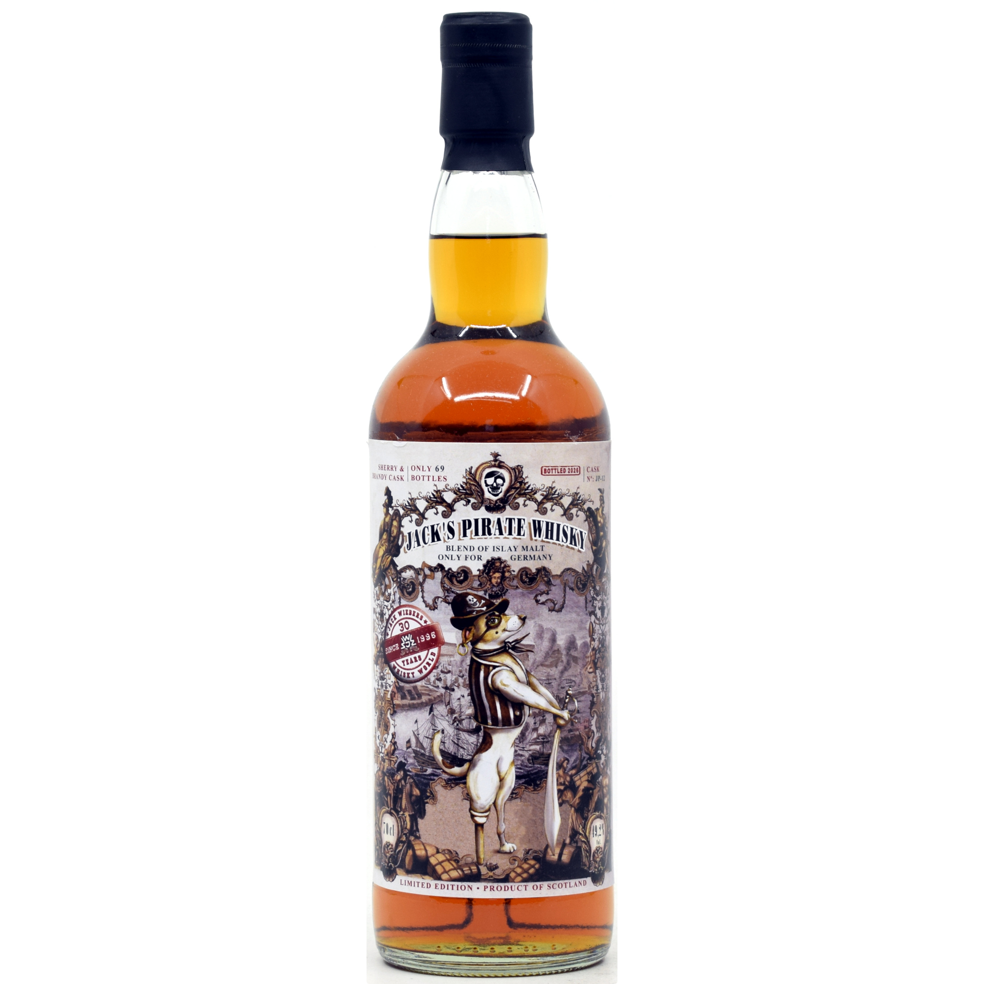 Jack's Pirate Triple Cask Bourbon, Sherry & Brandy 30th Anniversary Jack Wiebers 49,2% vol.