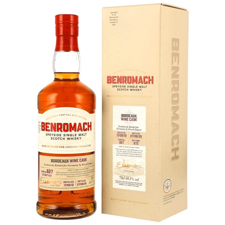 Benromach 12  Jahre 2012/2025 1st Fill Bordeaux Wine Cask #627 for germany 60,1% vol.