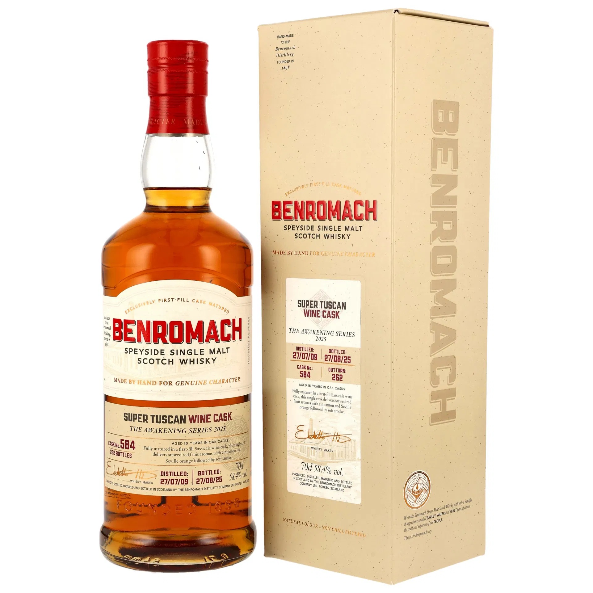 Benromach 16 Jahre 2009/2025 1st Fill Super Tuscan Wine Cask #584 58,4% vol.