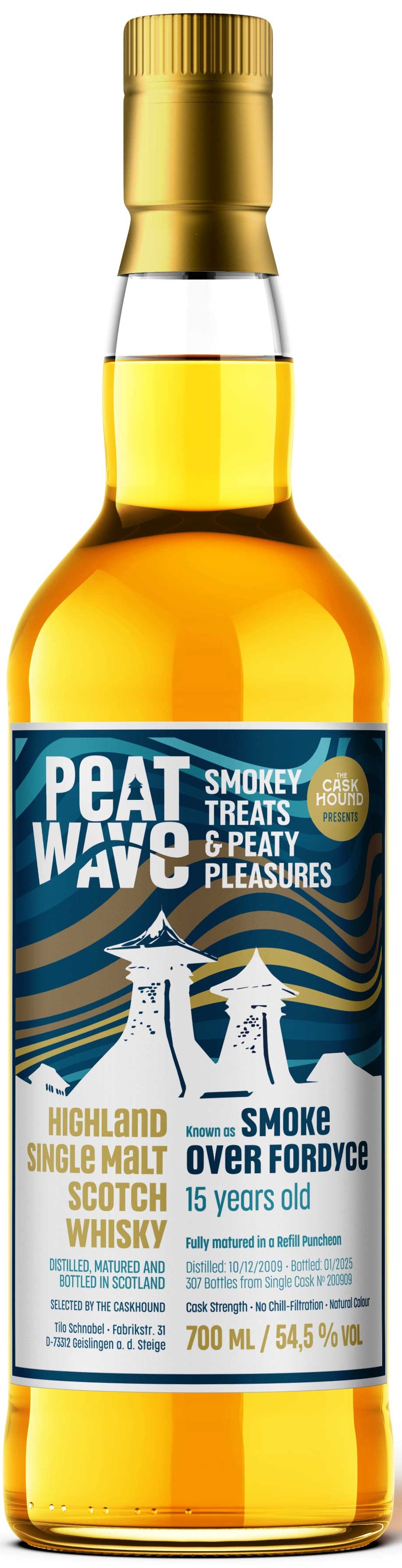 TCH_PeatWave_02-2025_SoF-2009_Mockup_WB Staoisha (Bunnahabhain) 2017/2024 Sherry Cask The Caskhound Peatwave 60,6% vol.