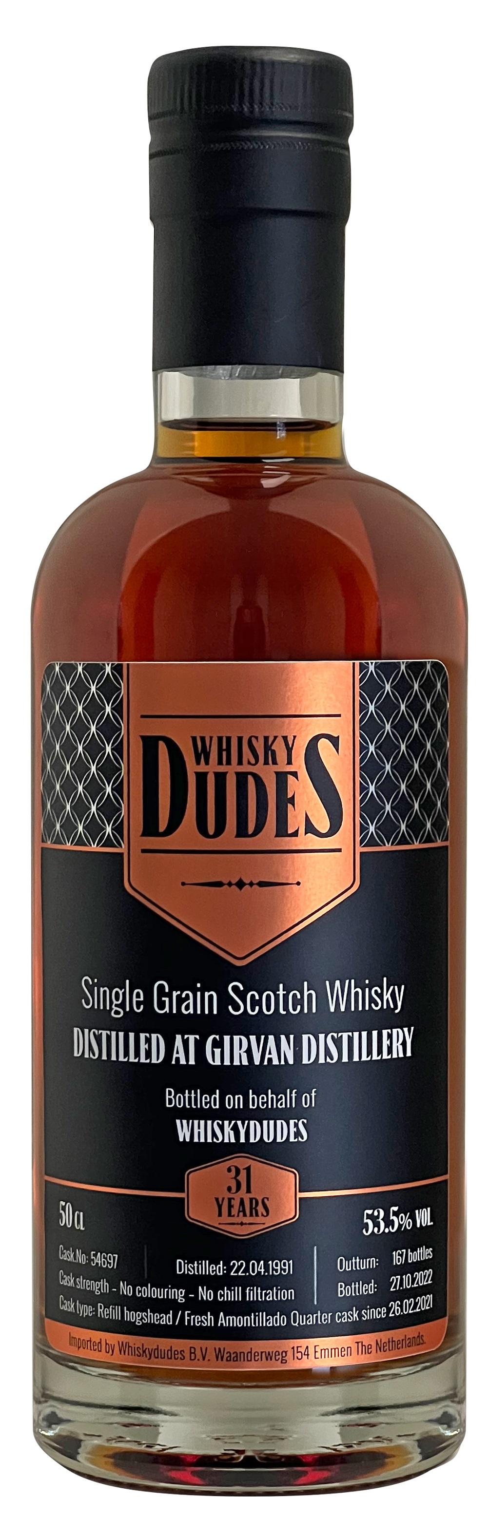 GIRVAN_WD Girvan 31 Jahre 1991/2022 1st Fill Amontillado Sherry Whiskydudes 53,5% vol.