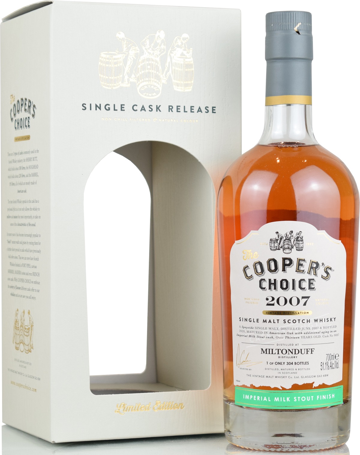 miltonduff_2007_CC Miltonduff 13 Jahre 2007/2020 Imperial Milk Stout Cask Cooper's Choice 57% vol.