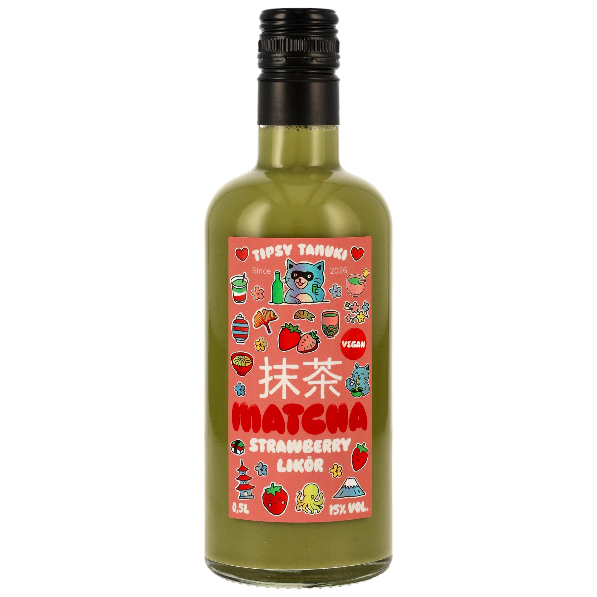 Tipsy Tanuki Matcha Strawberry Likör 15% vol.