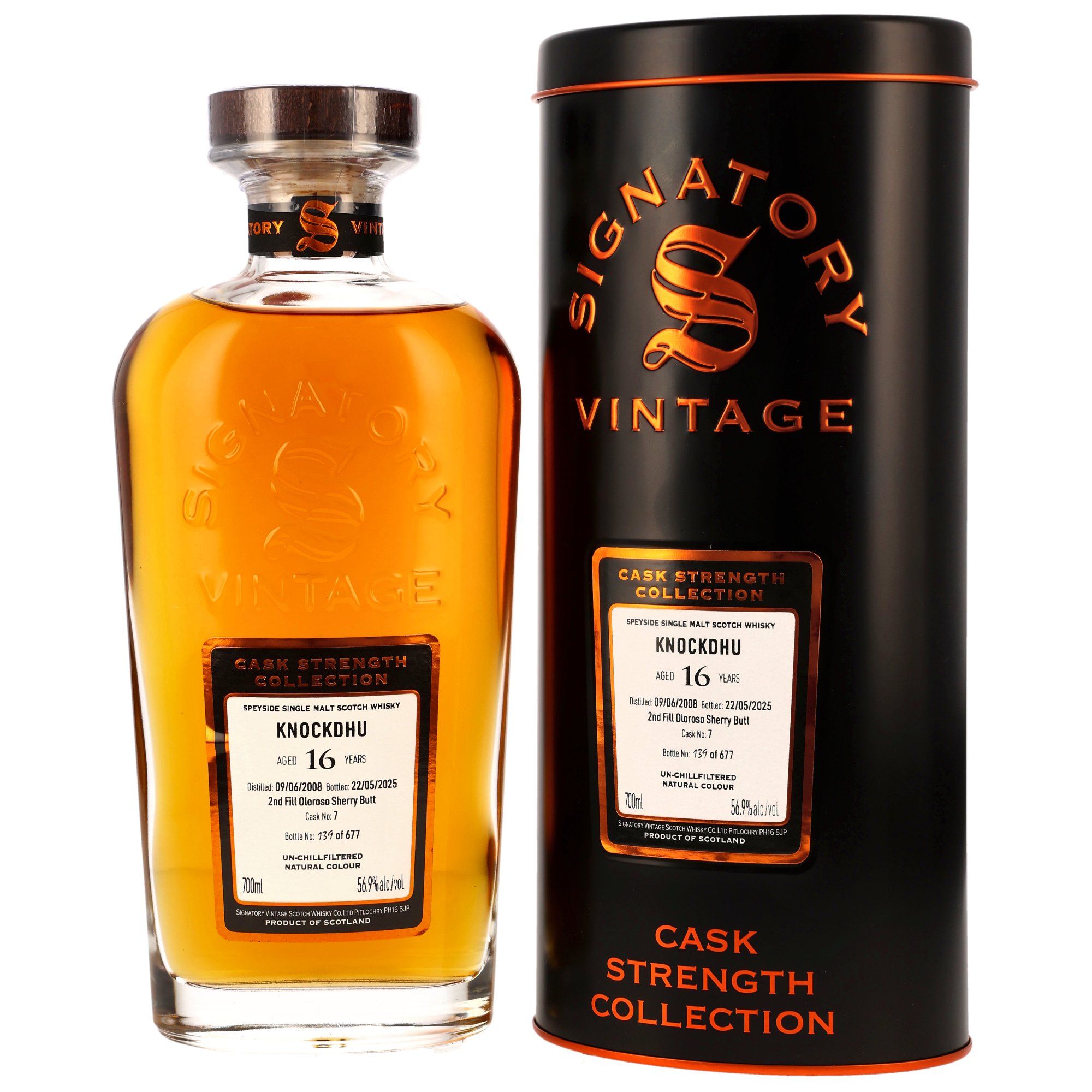 Knockdhu 16 Jahre 2008/2025 Oloroso Sherry Signatory Cask Strength #7 56,9% vol.