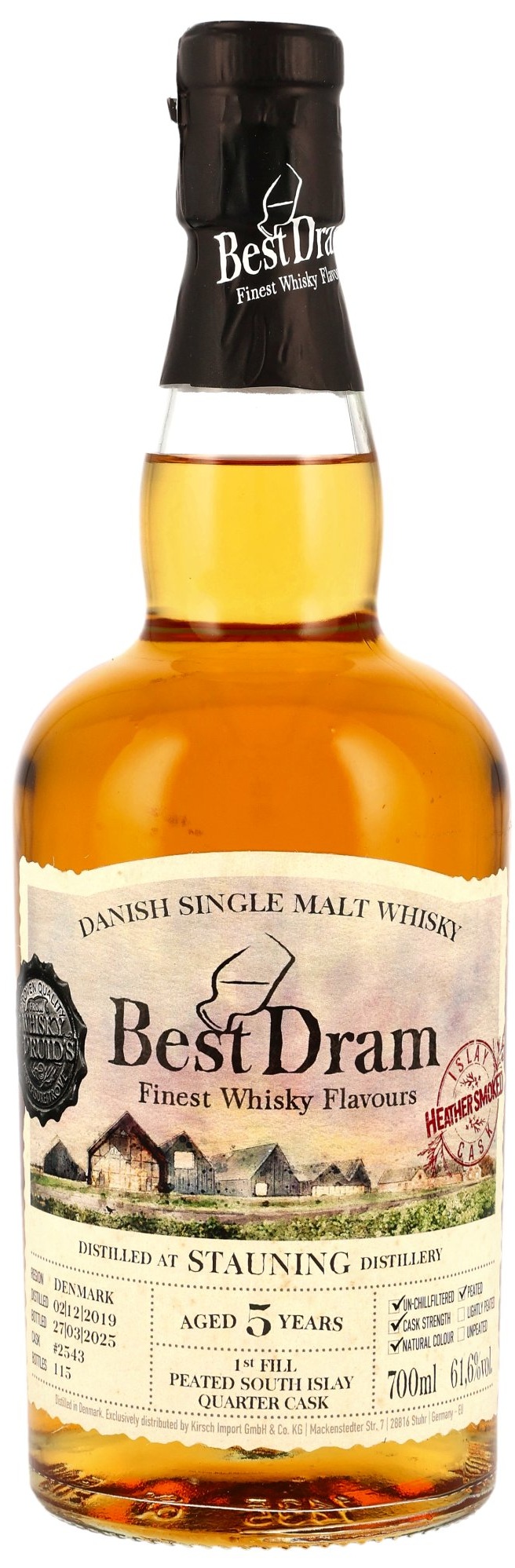 Stauning-2019-BD Stauning 2019/2025 1st Fill Peated South Islay Quarter Cask #2543 Best Dram 61,6% vol.