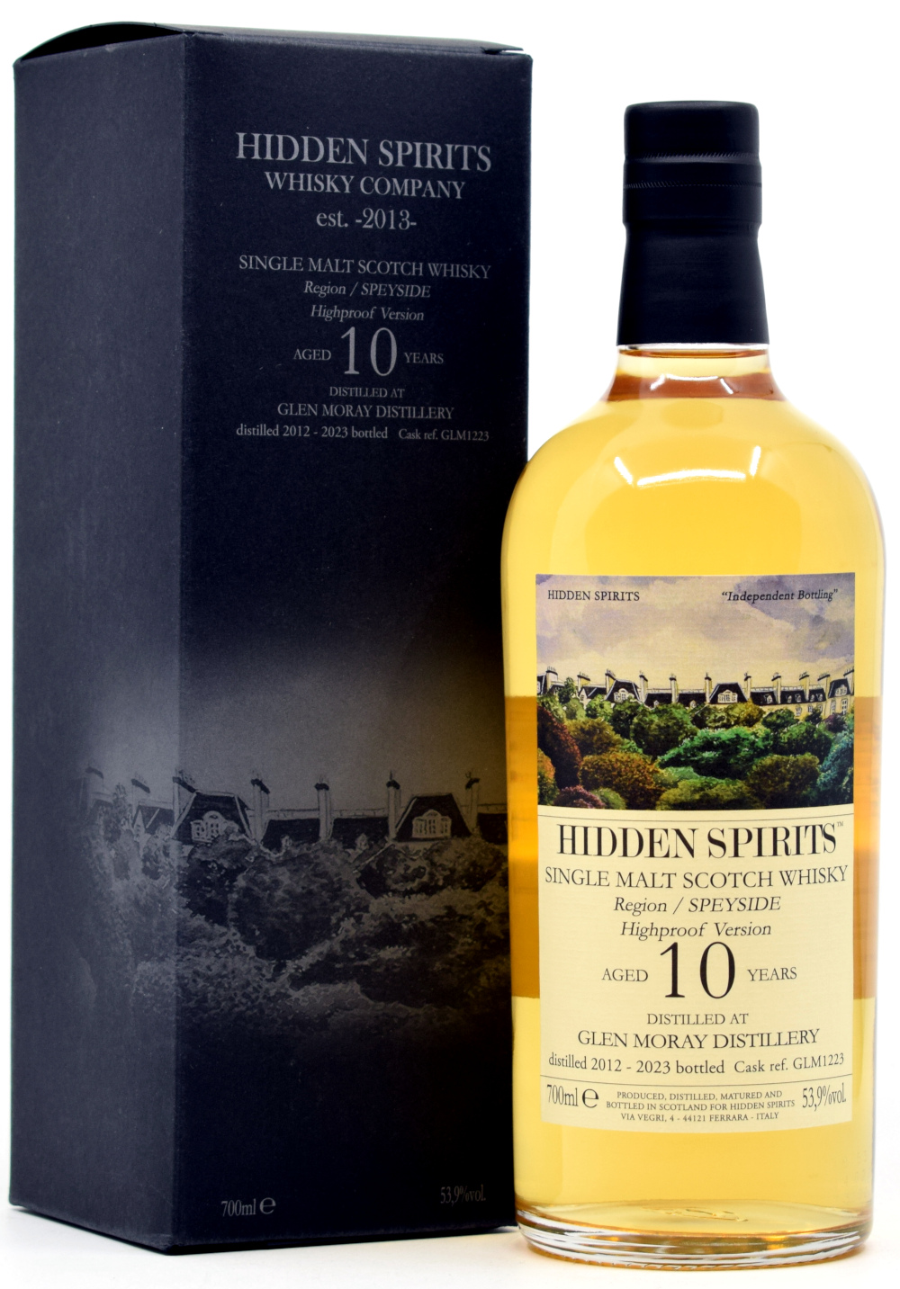 glenmoray_10_HiSp Glen Moray 10 Jahre 2012/2023 Hidden Spirits Highproof 53,9% vol.