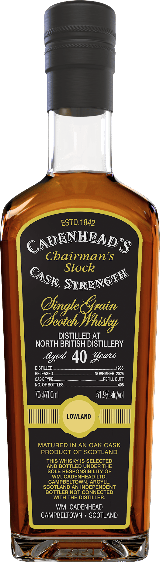 North British 40 Jahre 1985/2025 Sherry Cask Cadenhead Chairman's Stock 51,9% vol.