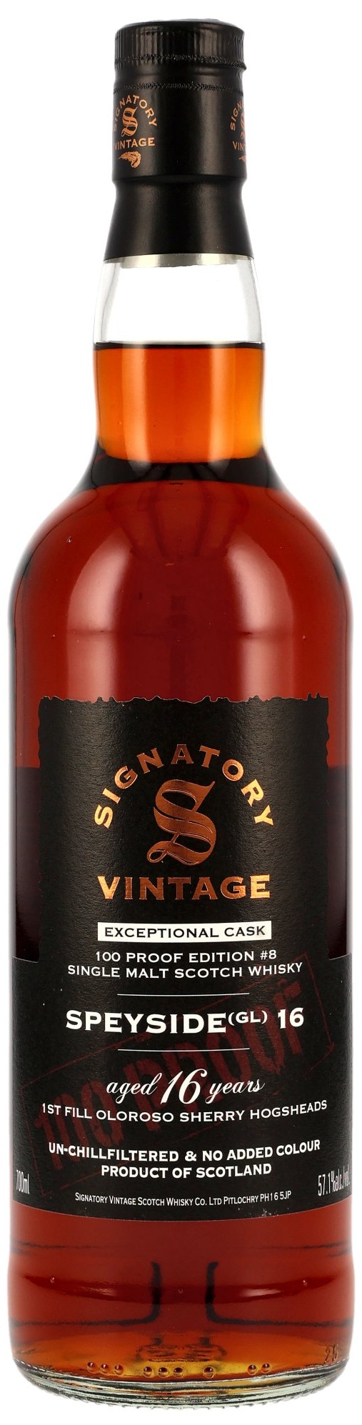 Speyside-GL16-8 Speyside (GL) 16 Jahre 1st Fill Oloroso Signatory 100 Proof Exceptional Cask Edition #8 57,1% vol.