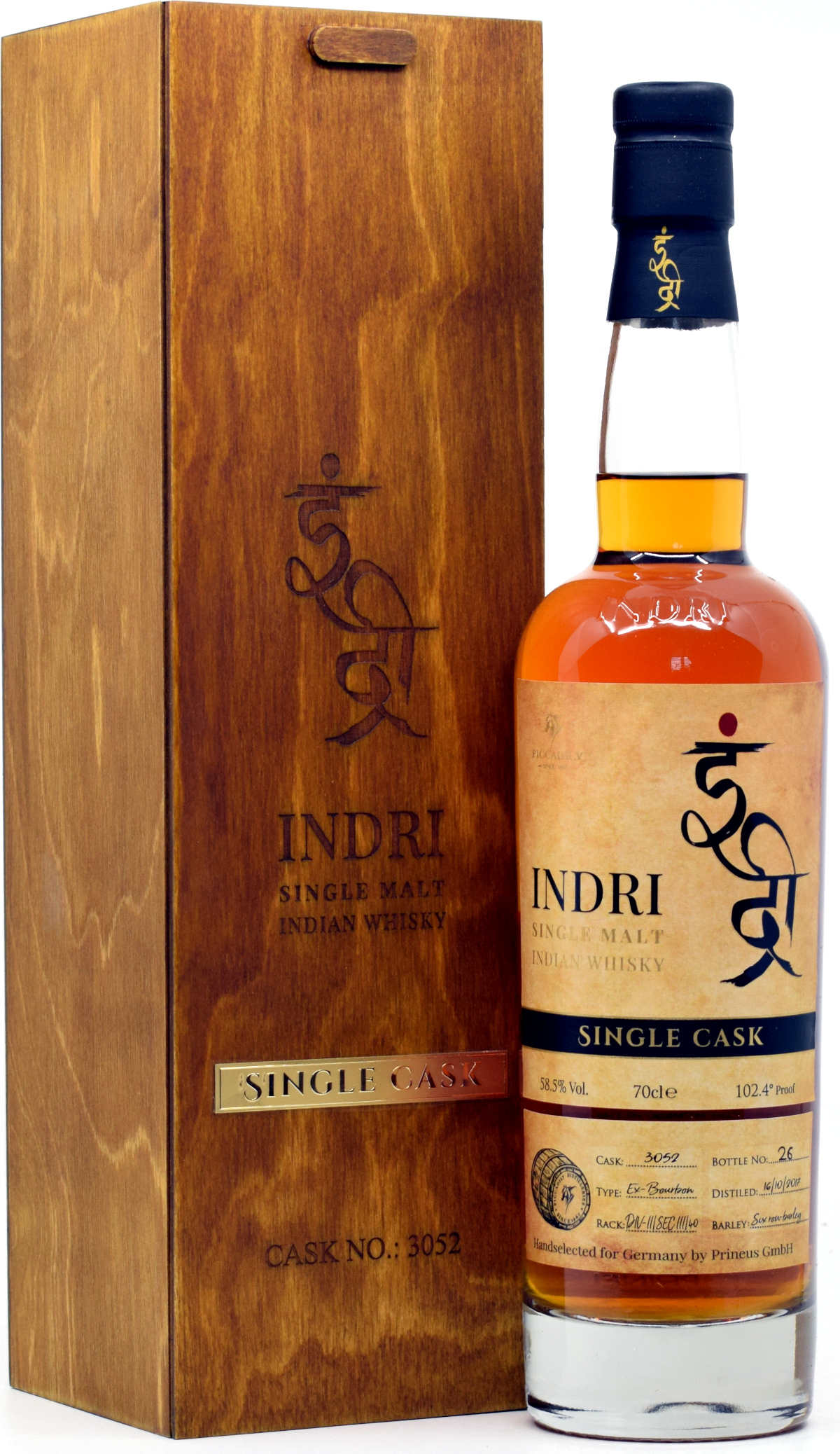 indri_3052 Indri 5 Jahre Bourbon Single Cask #3052 exklusiv bei deinwhisky.de 58,5% vol.
