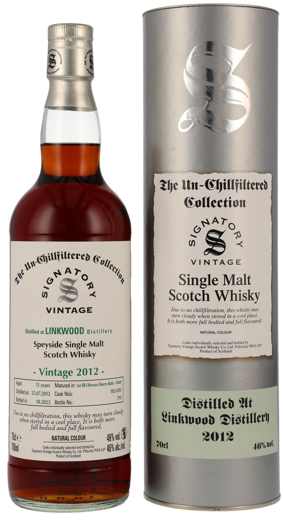 Linkwood-2012-102-103 Linkwood 10 Jahre 2012/2023 Sherry Cask Signatory Un-Chillfiltered Collection #102+103