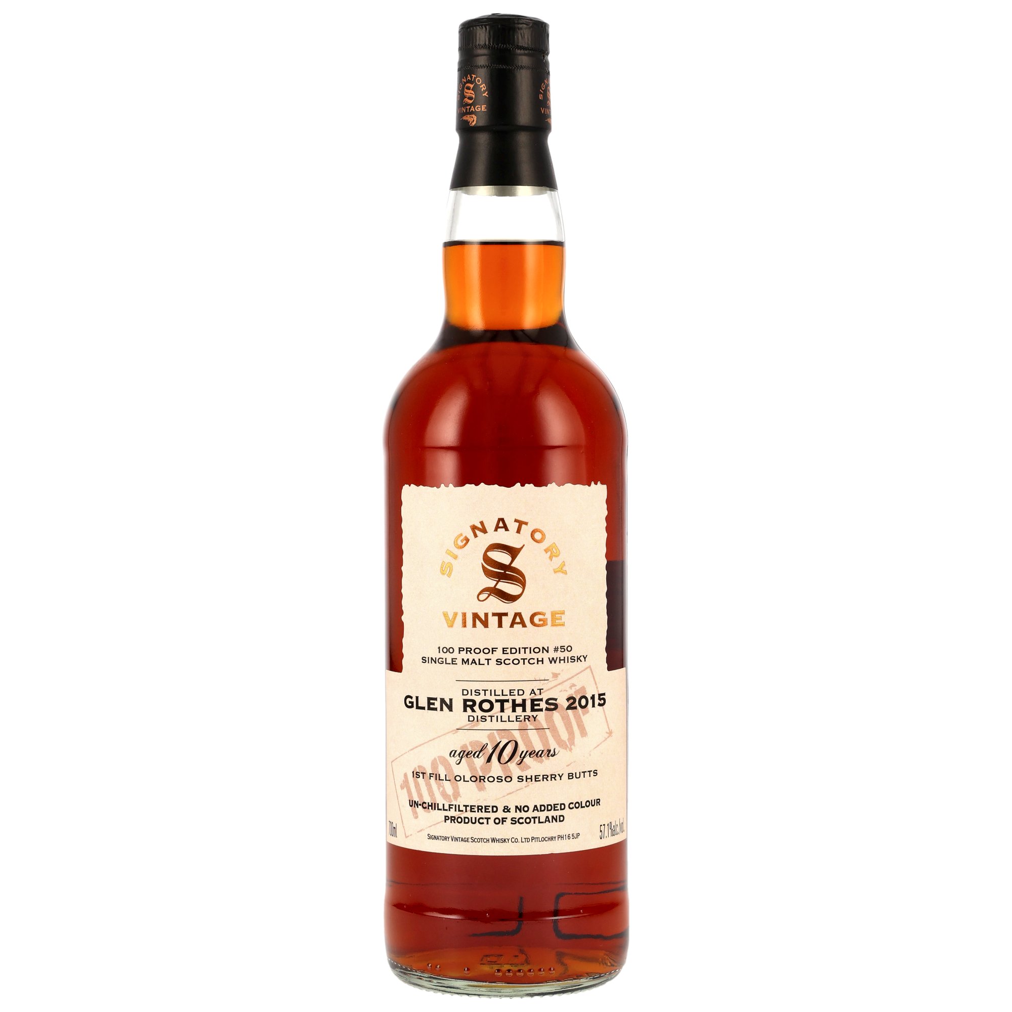 Glenrothes 2015/2025 1st Fill Oloroso Sherry Signatory Vintage 100 Proof #50 57,1% vol.