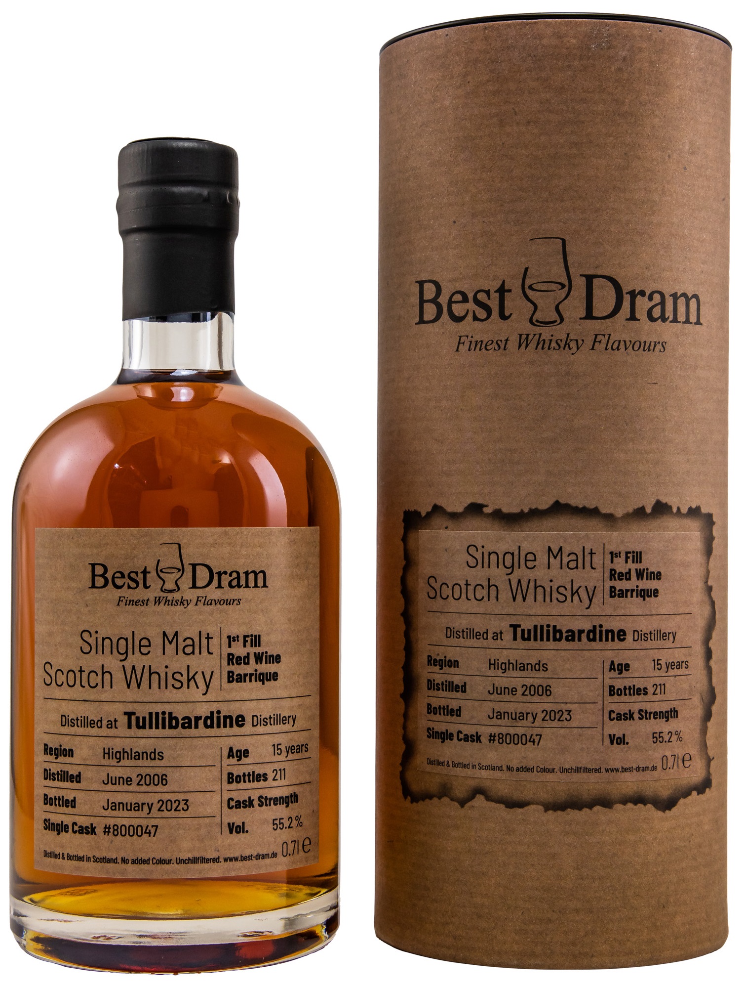 tullinardine_2006_BD Tullibardine 15 Jahre 2006/2023 1st Fill Red Wine Cask Best Dram 55,2% vol.