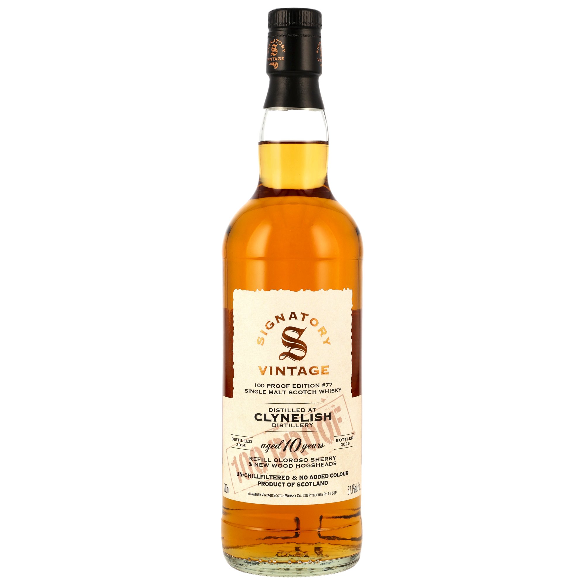 Clynelish 2016/2026 Oloroso & New Wood Signatory Vintage 100 Proof #77 57,1% vol.