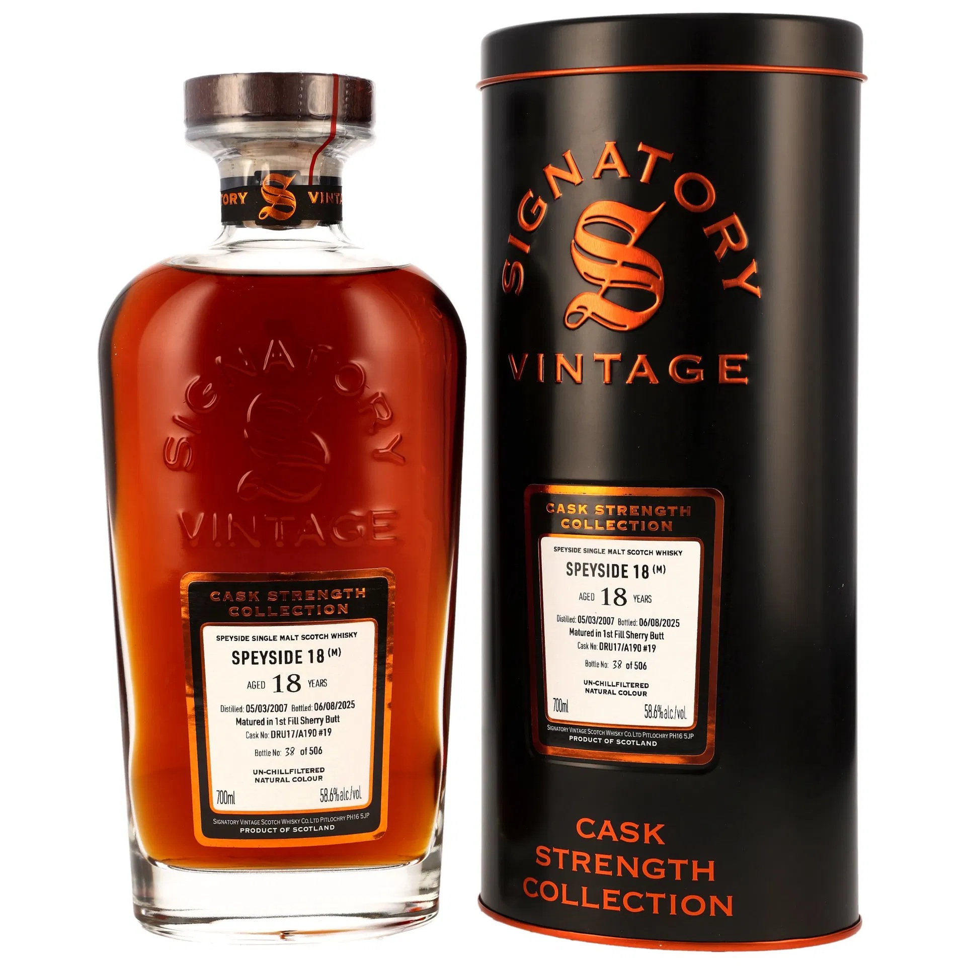 Speyside (M) 18 Jahre 2007/2025 Sherry Cask Signatory Cask Strength Collection #19 58,6% vol.
