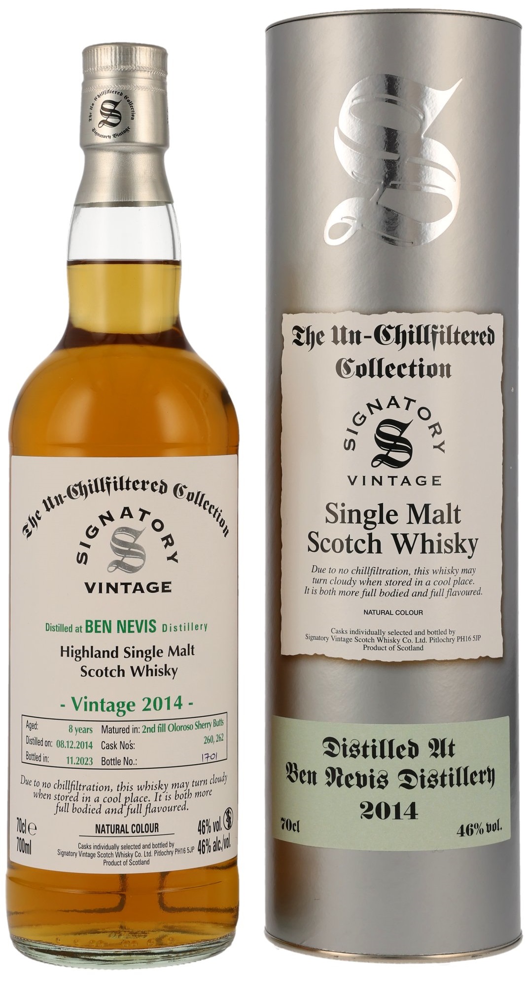 Ben-Nevis-2014-260 Ben Nevis 2014/2023 Sherry Cask Signatory Un-Chillfiltered Collection #260+262