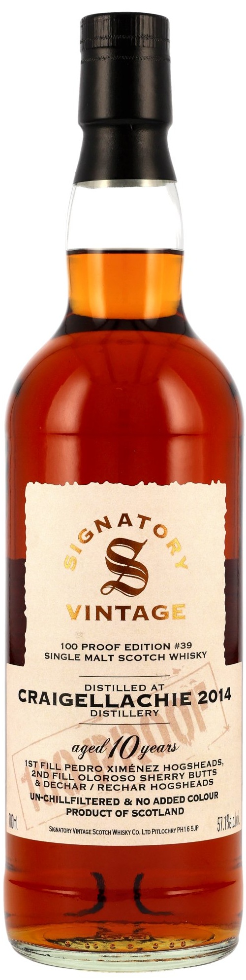 Craigellachie-2014-100-PROOF-39 Craigellachie 2014/2025 Oloroso Cask Signatory Vintage 100 Proof #39 57,1% vol.