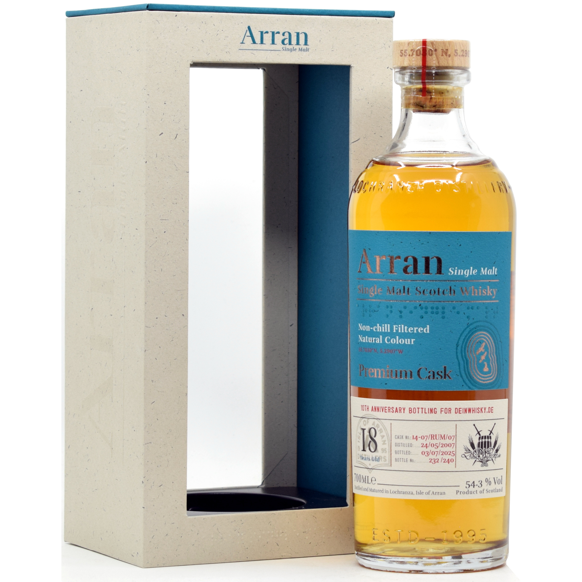 Arran 18 Jahre 2007/2025 Rum Cask 10th Anniversary deinwhisky.de exclusive 54,3% vol.